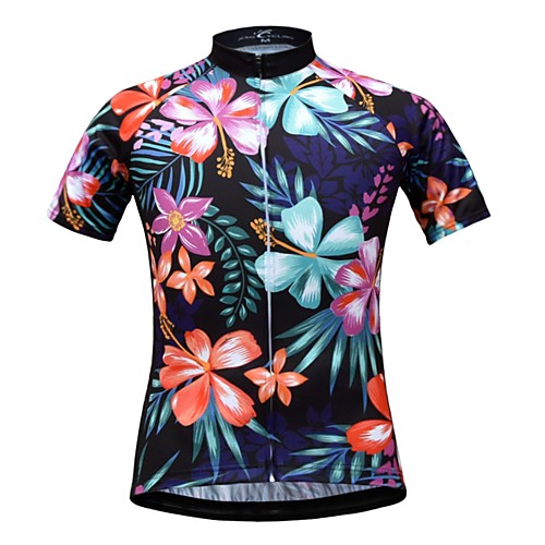 

JESOCYCLING Women's Short Sleeve Cycling Jersey White Black Floral Botanical Bike Jersey Top Mountain Bike MTB Road Bike Cycling Breathable Quick Dry Sweat-wicking Sports Clothing Apparel / Stretchy
