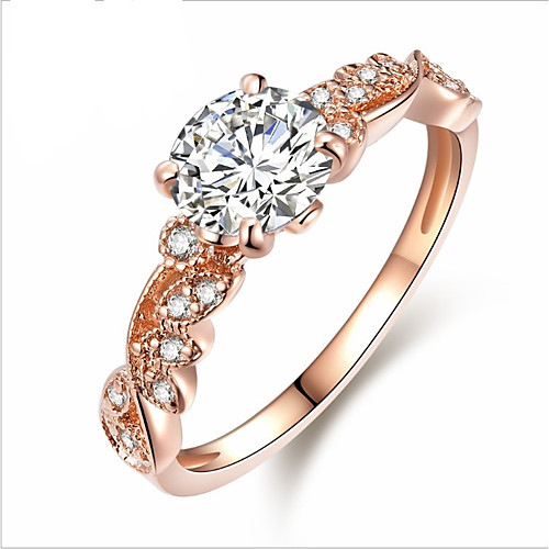 

Women's Engagement Ring Diamond Cubic Zirconia tiny diamond 1pc Rose Gold Copper Rhinestone Round irregular Ladies Stylish Sweet Wedding Masquerade Jewelry Stylish Flower