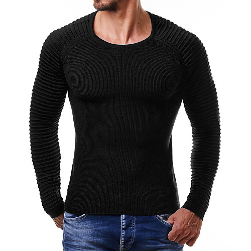 

Men's T shirt Solid Colored Long Sleeve Daily Tops Cotton Basic White Black Army Green