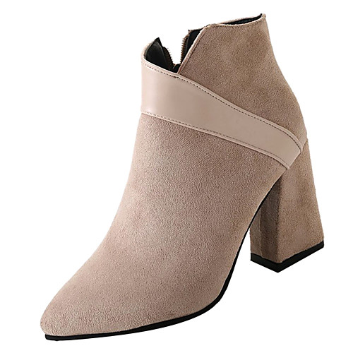 

Women's Boots Block Heel Boots Chunky Heel Pointed Toe Booties Ankle Boots Fashion Boots Daily PU Solid Colored Black Beige / Booties / Ankle Boots