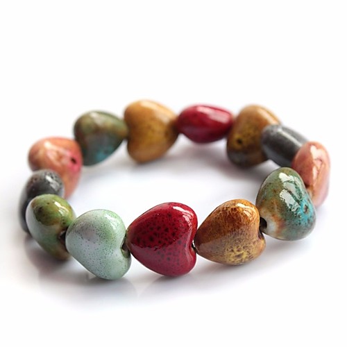 

Women's Stylish Beads Strand Bracelet Wide Bangle - Heart Stylish, Ethnic, Sweet Bracelet Rainbow For Gift Going out