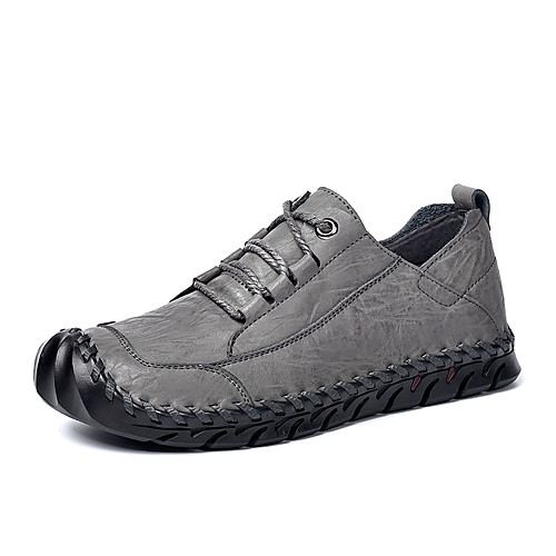 

Men's Fall / Spring & Summer Casual / British Daily Party & Evening Oxfords Cowhide Breathable Non-slipping Wear Proof Black / Gray
