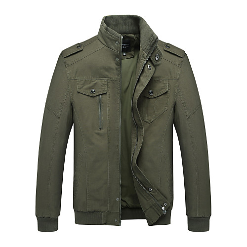 

Men's Basic Jackets Solid Colored Basic Winter Jacket Regular Daily Long Sleeve Cotton Coat Tops Black