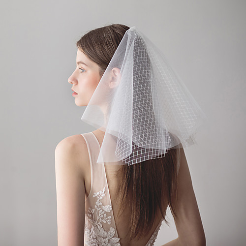 

Four-tier Sweet Wedding Veil Shoulder Veils with Splicing 15.75 in (40cm) Tulle / Classic