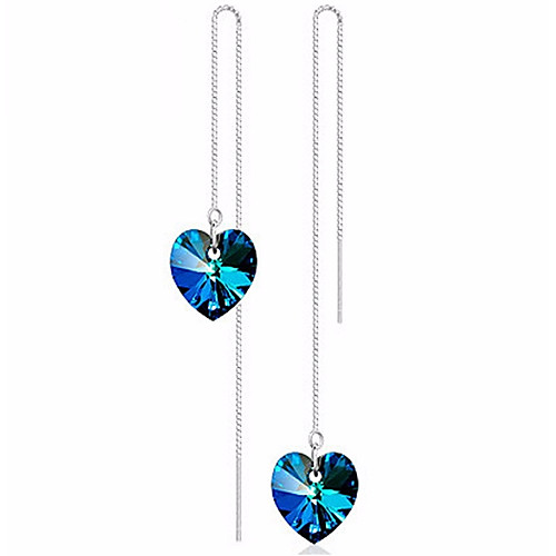 

Women's Sapphire Crystal Drop Earrings Dangle Earrings Hanging Earrings Stylish Long Link / Chain Heart Ladies Stylish Romantic Elegant Austria Crystal Earrings Jewelry Dark Blue For Masquerade Date