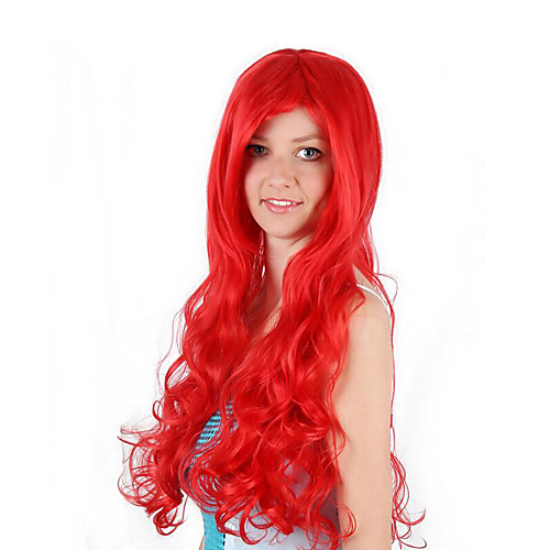 

Cosplay Costume Wig Synthetic Wig Cosplay Wig Ariel Mermaid Curly Bob Wig Long Watermelon Red Synthetic Hair 30 inch Women's Anime Cosplay Women Red