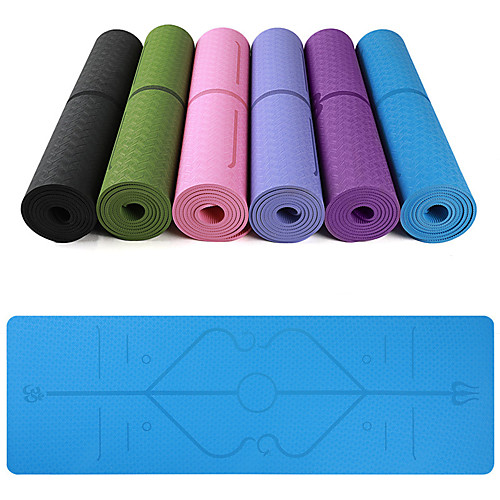 

Yoga Mat 183610.6 cm Eco-friendly Multi Function Anti Slip TPE Position Line For Yoga Pilates Exercise & Fitness Black Violet Dark Purple