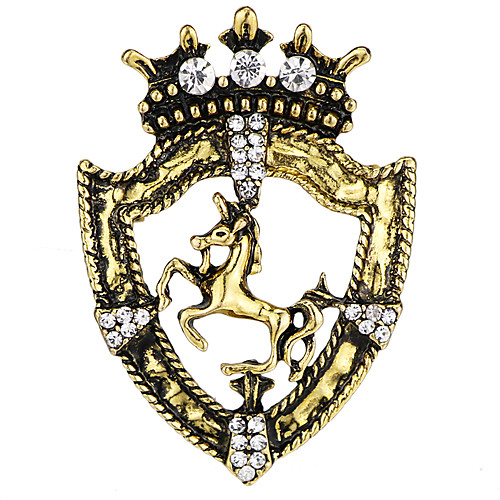 

Men's Cubic Zirconia Brooches Vintage Style Stylish Horse Creative Vintage Fashion Ancient Rome Brooch Jewelry Gold Silver For Party Daily