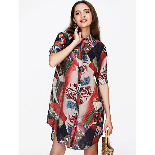 

Women's Shirt Floral Short Sleeve Daily Tops Basic Blushing Pink