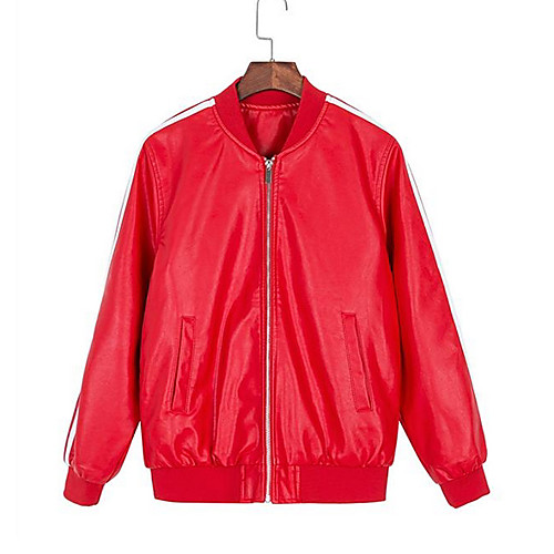 

Women's Contemporary Streetwear Jacket Regular Daily Long Sleeve Polyester Coat Tops Black