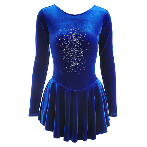 

Figure Skating Dress Women's Girls' Ice Skating Dress Light Yellow As Picture Dark Green Velvet Training Competition Skating Wear Breathable Handmade Solid Colored Long Sleeve Ice Skating Figure