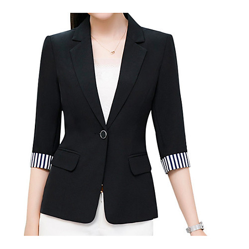 

Women's Solid Colored Jacket Short Daily Half Sleeve Polyester Coat Tops Black