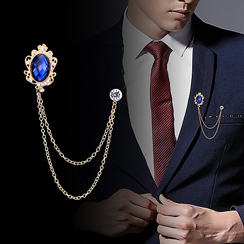 

Men's Cubic Zirconia Brooches Stylish Link / Chain Creative Statement Fashion British Brooch Jewelry Black Royal Blue For Party Daily