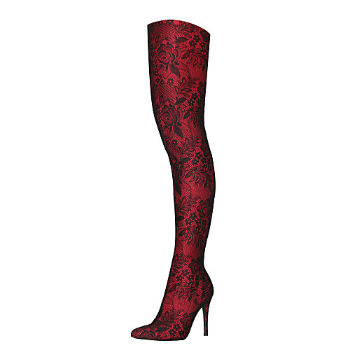 

Women's Boots Over-The-Knee Boots Stiletto Heel Pointed Toe Lace Thigh-high Boots Fashion Boots / Slouch Boots Fall & Winter Black / Silver / Wine / Black / White / Party & Evening