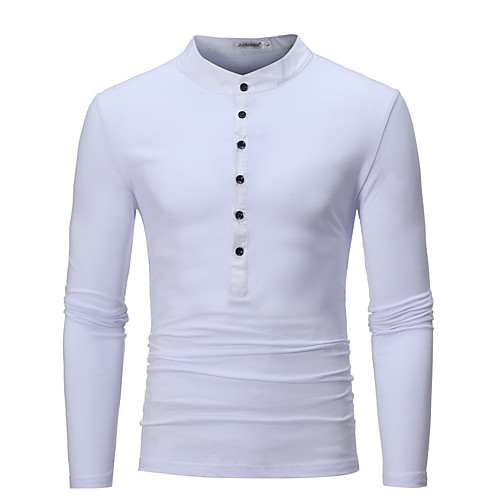

Men's T shirt non-printing Solid Colored Long Sleeve Daily Tops White Black Army Green