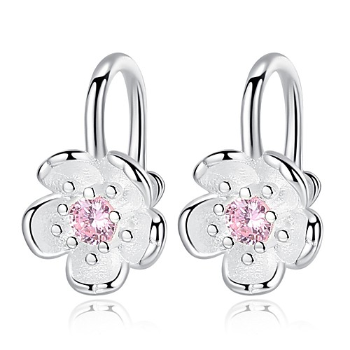 

Women's Clip on Earring Stylish Flower Ladies Sweet Fashion Imitation Diamond Earrings Jewelry Silver For Daily Date 1 Pair