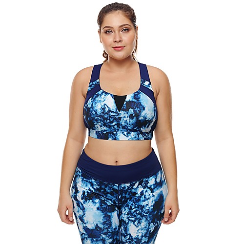

Women's Sports Bra Top Bra Top Seamless Spandex Zumba Yoga Running Plus Size For Large Breasts Breathable High Impact Freedom Padded High Support Blue Print / Stretchy / Skinny