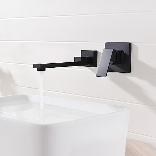 

Bathroom Sink Faucet - Widespread / Design Black Wall Mounted Single Handle Two HolesBath Taps