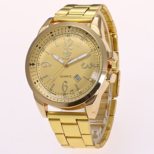 

Men's Dress Watch Wrist Watch Quartz Gold New Design Casual Watch Analog Classic Casual Fashion - Gold Black One Year Battery Life
