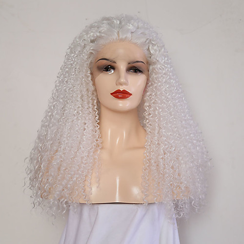 

Synthetic Lace Front Wig Curly Middle Part Lace Front Wig Long White Synthetic Hair 24 inch Women's Adjustable Heat Resistant White