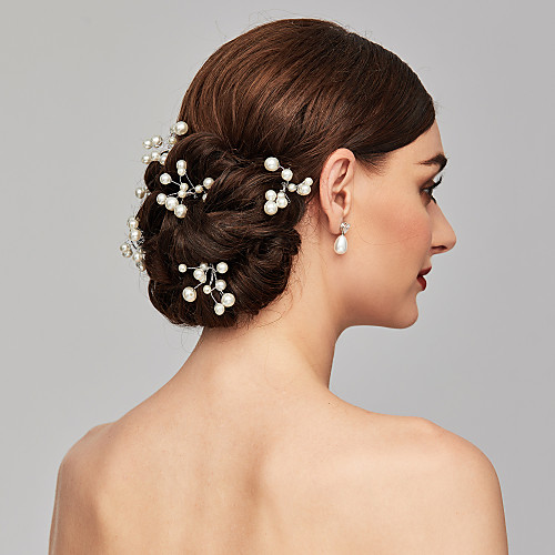 

Pearl Headwear / Hair Pin with Floral 1pc Wedding / Special Occasion / Casual Headpiece