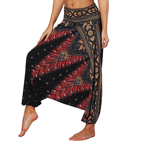 

Women's High Waist Yoga Pants Harem Bloomers Breathable Moisture Wicking Red black Red and White Amethyst Zumba Gym Workout Dance Sports Activewear Inelastic Loose / Royal Blue