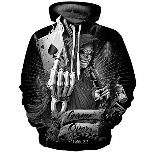 

Men's Plus Size Hoodie Geometric Print Punk & Gothic / Exaggerated Long Sleeve Black S M L XL XXL XXXL / Fall