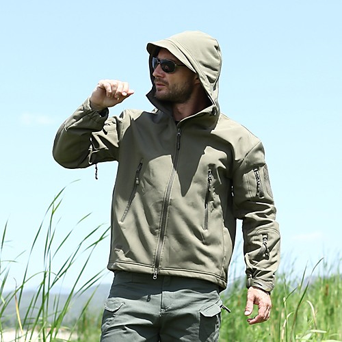 

Men's Hiking Softshell Jacket Hiking Windbreaker Winter Outdoor Camo Waterproof Windproof UV Resistant Rain Waterproof 3-in-1 Jacket Top Nylon Single Slider Hunting Climbing Military / Tactical