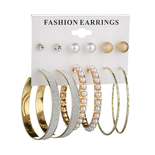

Women's Stud Earrings Hoop Earrings 3D Ladies Bohemian Fashion Imitation Pearl Earrings Jewelry Gold / Silver For Gift Daily 6 Pairs
