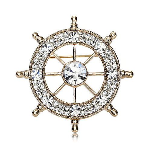 

Men's Cubic Zirconia Brooches Classic Stylish Creative Anchor Luxury Fashion British Brooch Jewelry Gold / White Silver-Blue White / Sliver For Party Daily