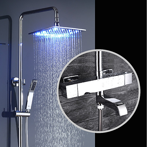 

Shower Faucet - Contemporary Chrome Wall Mounted Brass Valve Bath Shower Mixer Taps / Single Handle Three Holes