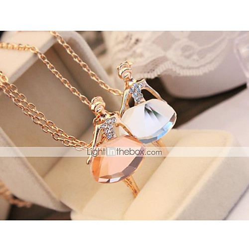 

Women's Crystal Pendant Necklace Long Necklace Sculpture Rolo Head Ladies Doll's Lolita Romantic Sweet Alloy Brown White 70 cm Necklace Jewelry 1pc For Birthday Gift