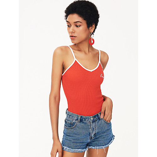 

Women's Bodysuit Solid Colored Sleeveless Going out Tops Black Red
