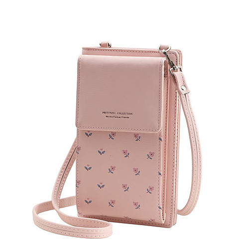 

Women's Bags PU Leather Mobile Phone Bag Messenger Bag Pattern Print Floral Print Daily MessengerBag Black Blue Blushing Pink Camel