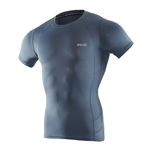 

Arsuxeo Men's Basic Running T-Shirt Workout Shirt Compression Shirt Running Fitness Gym Workout Breathable Fast Dry Soft Sportswear Compression Clothing Short Sleeve Activewear Stretchy