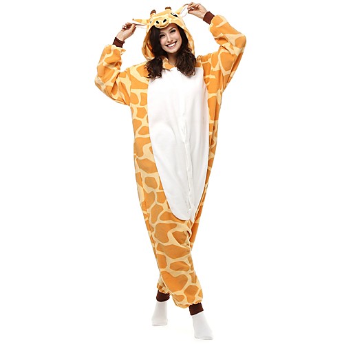

Adults' Kigurumi Pajamas Giraffe Onesie Pajamas Polar Fleece Yellow Cosplay For Men and Women Animal Sleepwear Cartoon Festival / Holiday Costumes