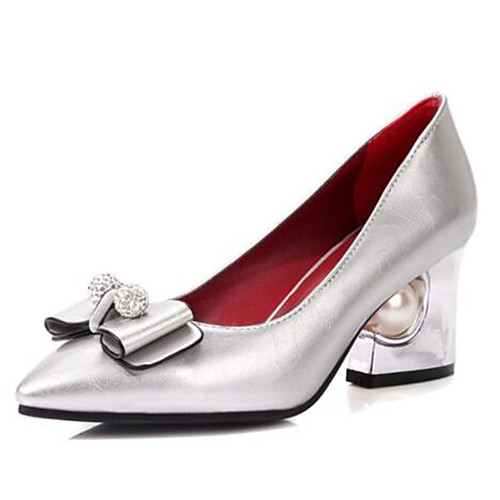 

Women's Heels Glitter Crystal Sequined Jeweled Block Heel Pointed Toe PU Basic Pump Spring & Summer Red / Pink / White / Daily
