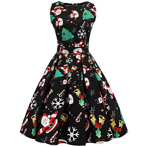 

Santa Claus Christmas Dress Women's Adults' Leisure Christmas Christmas Polyester Dress