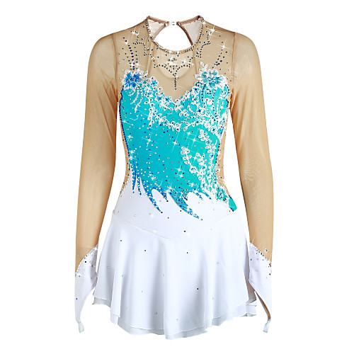 

Figure Skating Dress Women's Girls' Ice Skating Dress Yan pink Purple Yellow Flower Spandex High Elasticity Competition Skating Wear Solid Colored Long Sleeve Ice Skating Figure Skating