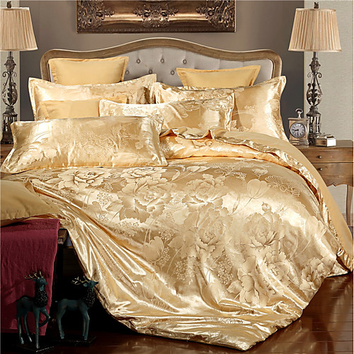 

Duvet Cover Sets Luxury Polyster Jacquard 4 Piece Bedding Sets / 400 / 4pcs (1 Duvet Cover, 1 Flat Sheet, 2 Shams) queen