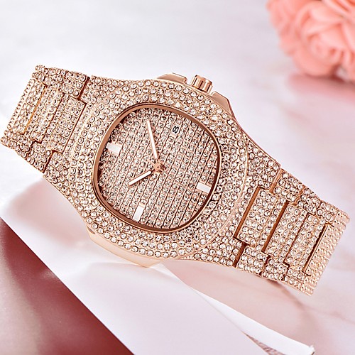 

Men's Bracelet Watch Wrist Watch Quartz Pave Silver / Gold / Rose Gold Calendar / date / day Creative Luminous Analog Luxury Sparkle Bling Bling fancy - Rose Gold Gold Silver One Year Battery Life