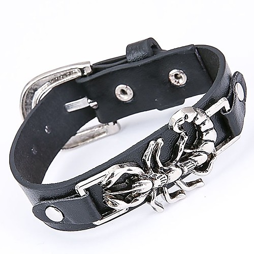

Men's Vintage Bracelet Leather Bracelet Vintage Style Stylish Zodiac Scorpion Stylish Vintage Punk PU Leather Bracelet Jewelry Black For Street Club