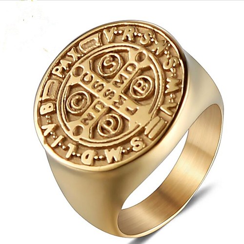 

Men's Midi Ring Signet Ring 1pc Gold Titanium Steel Circle Vintage Party Daily Jewelry Retro Engraved Creative family crest Cool