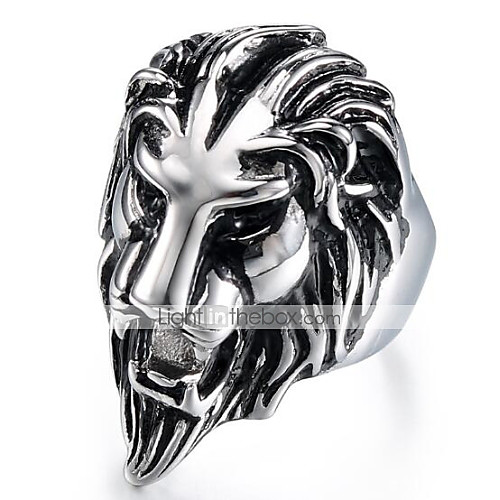 

Men's Band Ring Statement Ring 1pc Black Titanium Steel Circle Geometric Vintage Punk Halloween Daily Jewelry Vintage Style 3D Engraved Lion Cool