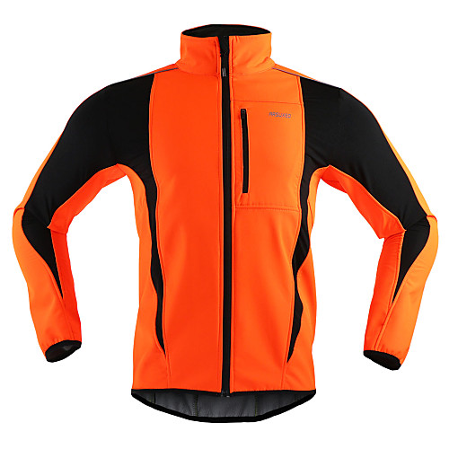 

Men's Cycling Jacket Bike Jacket / Winter Fleece Jacket / Top Windproof, Thermal / Warm, Breathable Stripe Polyester, Spandex, Fleece Winter Orange / Red / Light Green Road Cycling Relaxed Fit