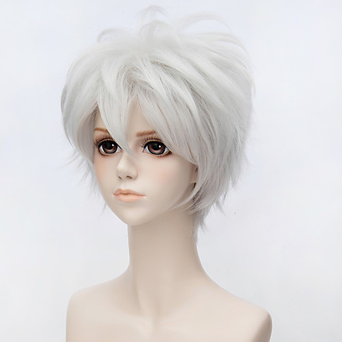 

Cosplay Costume Wig Costume Accessories Synthetic Wig Straight Kardashian Asymmetrical Wig Short Silver Synthetic Hair 10 inch Men's Anime Cosplay Silver