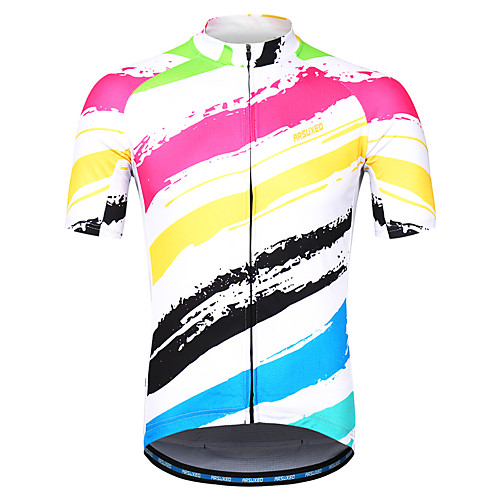 

Arsuxeo Men's Short Sleeve Cycling Jersey White Bike Jersey Mountain Bike MTB Road Bike Cycling Reflective Strips Sweat-wicking Sports Clothing Apparel