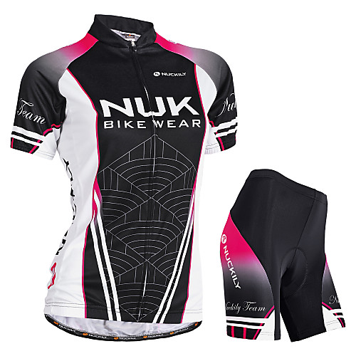 

Nuckily Women's Short Sleeve Cycling Jersey with Shorts Black Gradient Bike Shorts Jersey Padded Shorts / Chamois Waterproof Breathable Ultraviolet Resistant Waterproof Zipper Reflective Strips Sports