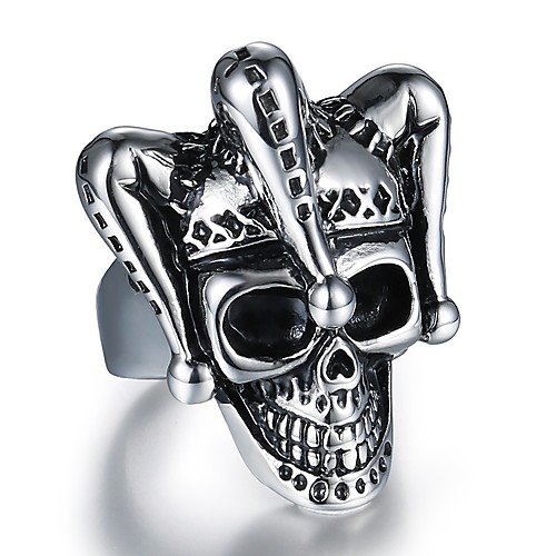 

Men's Ring 1pc Silver Titanium Steel Steel Stainless Round irregular Stylish Vintage Hip-Hop Street Club Jewelry Vintage Style Stylish Mexican Sugar Skull Clown Skull Cool