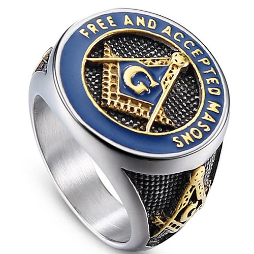 

Men's Midi Ring Signet Ring Masonic Rings 1pc Silver Titanium Steel Circle Vintage Military Army Party Daily Jewelry Retro High School Rings freemason Class Cool